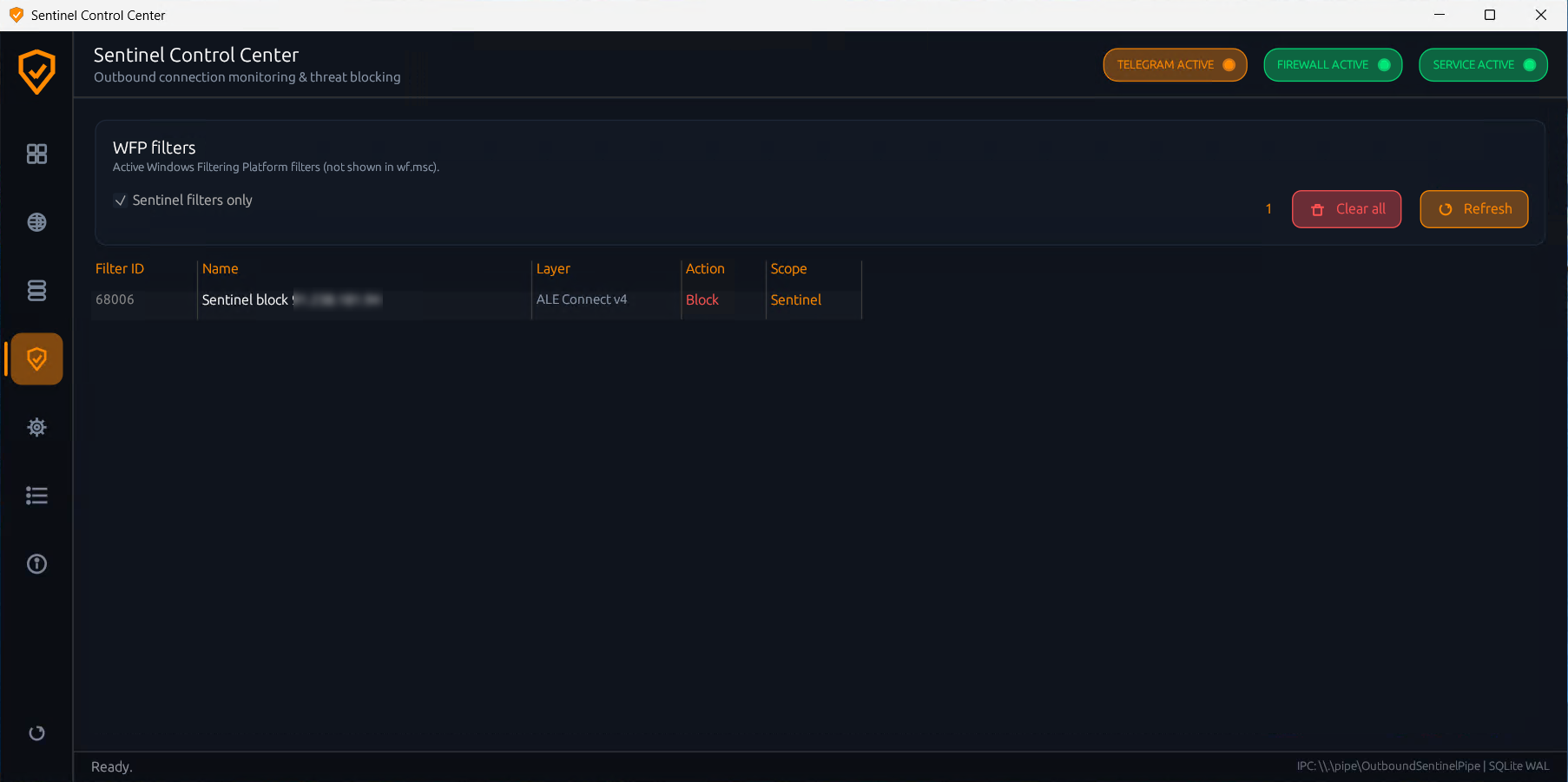 Sentinel — firewall rules